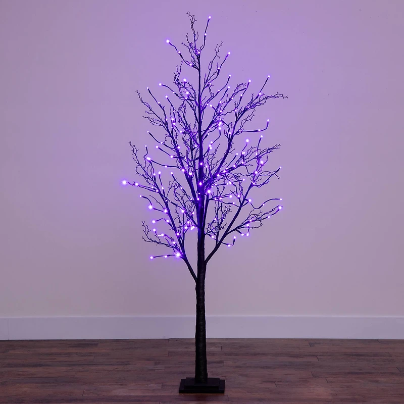 6ft. Pre-Lit LED Black Twig Artificial Halloween Tree