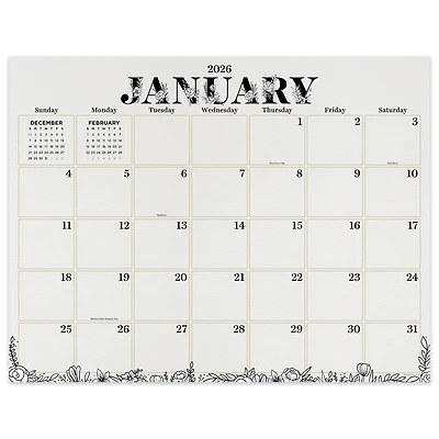 2026 Floral Desk Pad Monthly Blotter Calendar