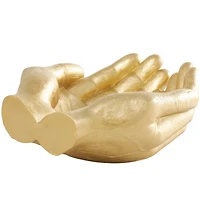 16.5" Gold Polystone Open Hands Sculpture Décor