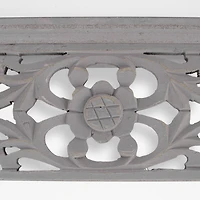 24" Gray Hand-Carved Medallion Floating Wall Shelf