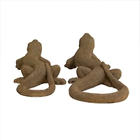 Gold Beaded Lizard Sculpture Set