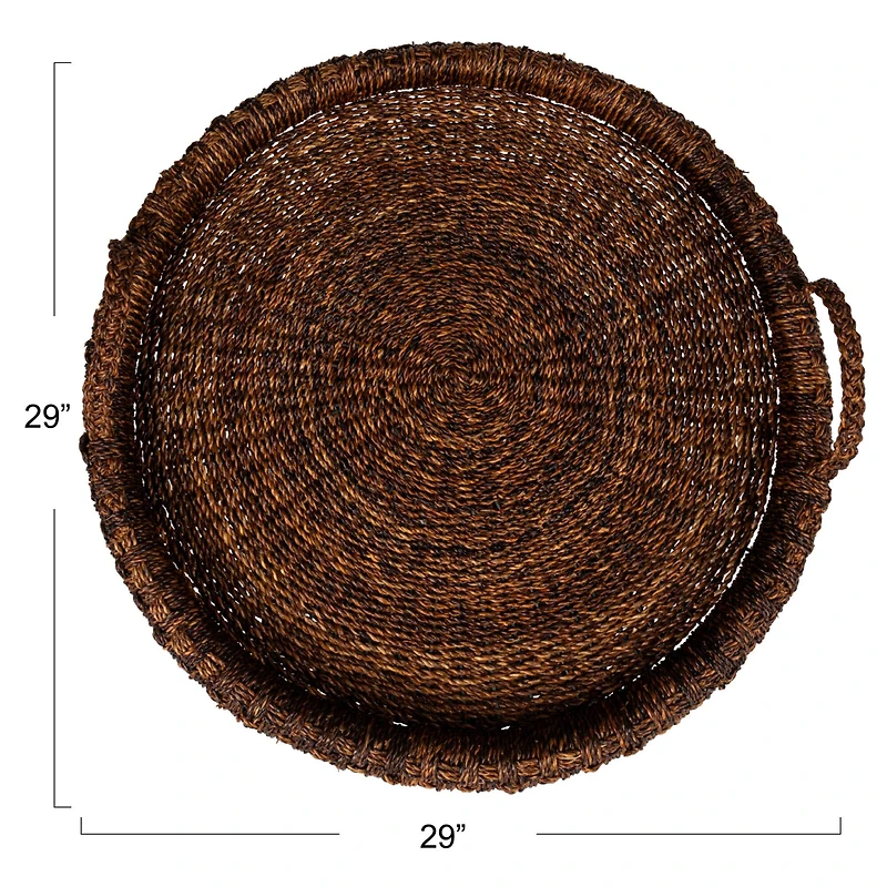 Hello Honey® 29" Dark Brown Artisanal Bankuan Braided Tray with Handles