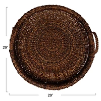 Hello Honey® 29" Dark Brown Artisanal Bankuan Braided Tray with Handles