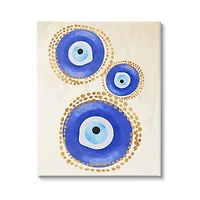 Stupell Industries Round Blue Evil Eye Pattern Dotted Detail Canvas Wall Art