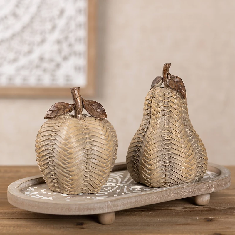 Wicker Apple & Pear Décor Set