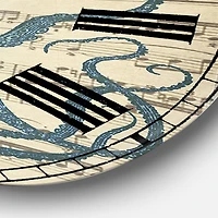 Designart 'Octopus Music Score Ii Large Nautical & Coastal Wall Clock