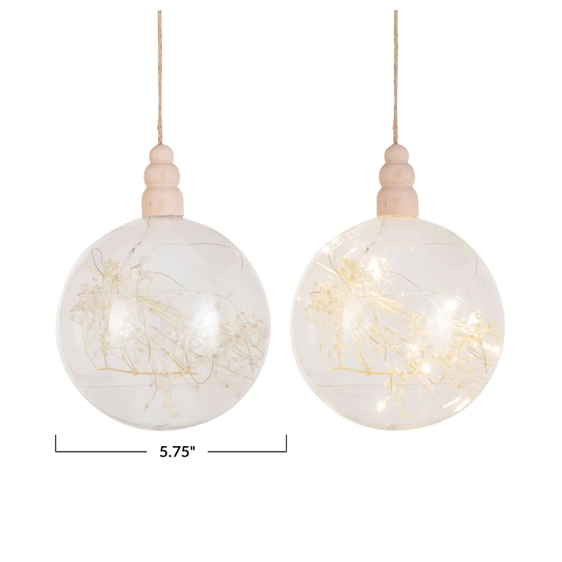 Hello Honey® 5.75" Clear Botanical Glow LED Glass Ornament