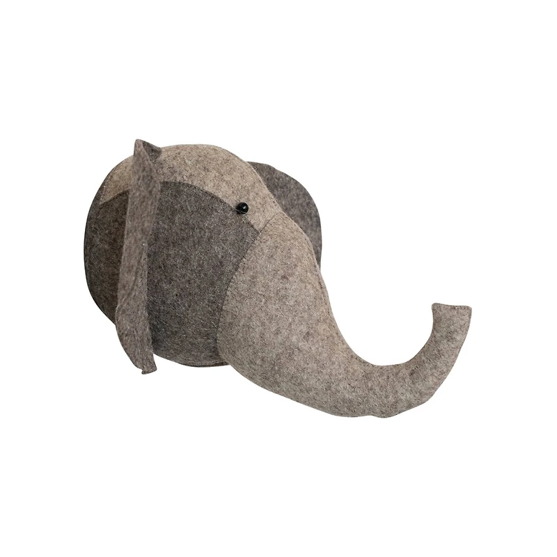 Hello Honey® 16" Gray Handmade Wool Felt Elephant Head Wall Hanging