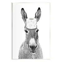 Stupell Industries Donkey Toilet Paper Funny Bathroom Wall Plaque Art