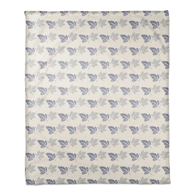 Blue Leaves Coral Fleece Blanket