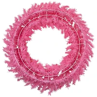 3ft. Pre-Lit Pink Spruce Christmas Wreath, Pink Lights