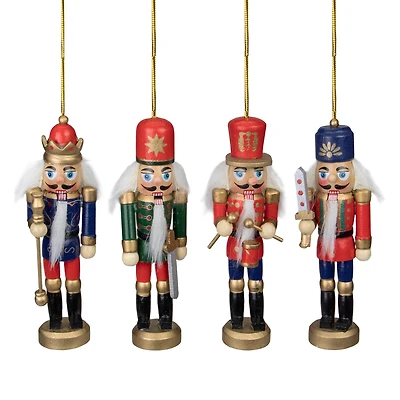 4ct. 5" Multicolor Nutcracker Wood Ornaments