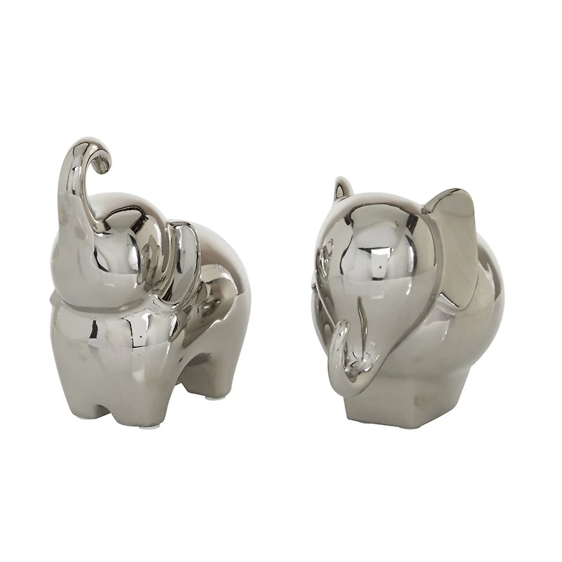Silver Contemporary Elephant Sculpture Set