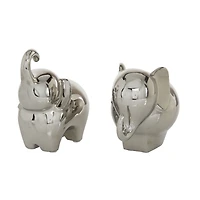 Silver Contemporary Elephant Sculpture Set