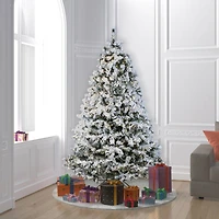 6.5ft. Pre-Lit Flocked Alaskan Pine Artificial Christmas Tree, Pure White Dura-Lit® LED Lights