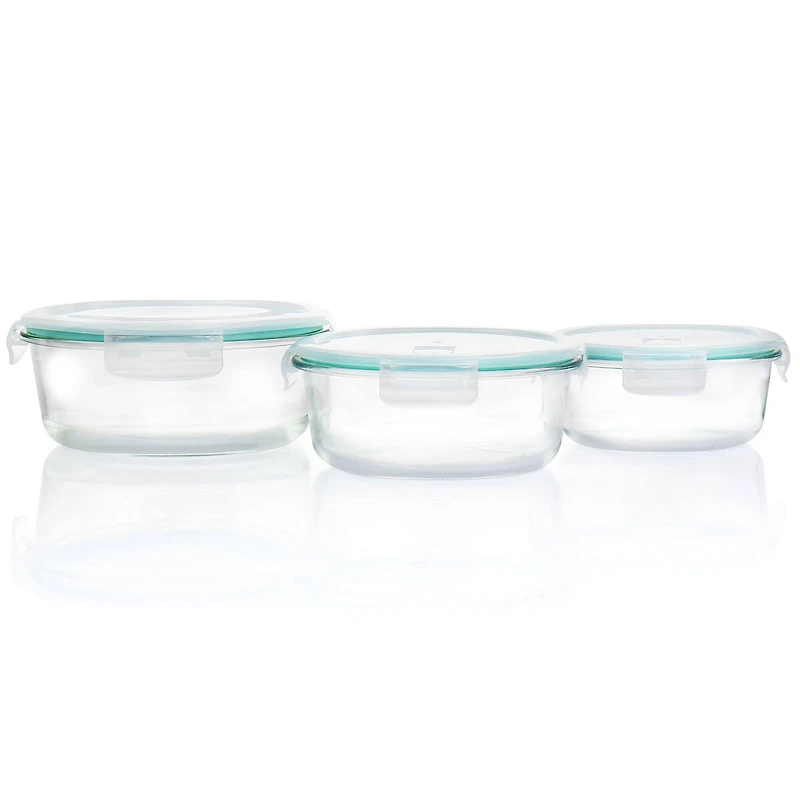Martha Stewart Round Glass Storage Container Set with Leak Proof Lids