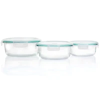 Martha Stewart Round Glass Storage Container Set with Leak Proof Lids