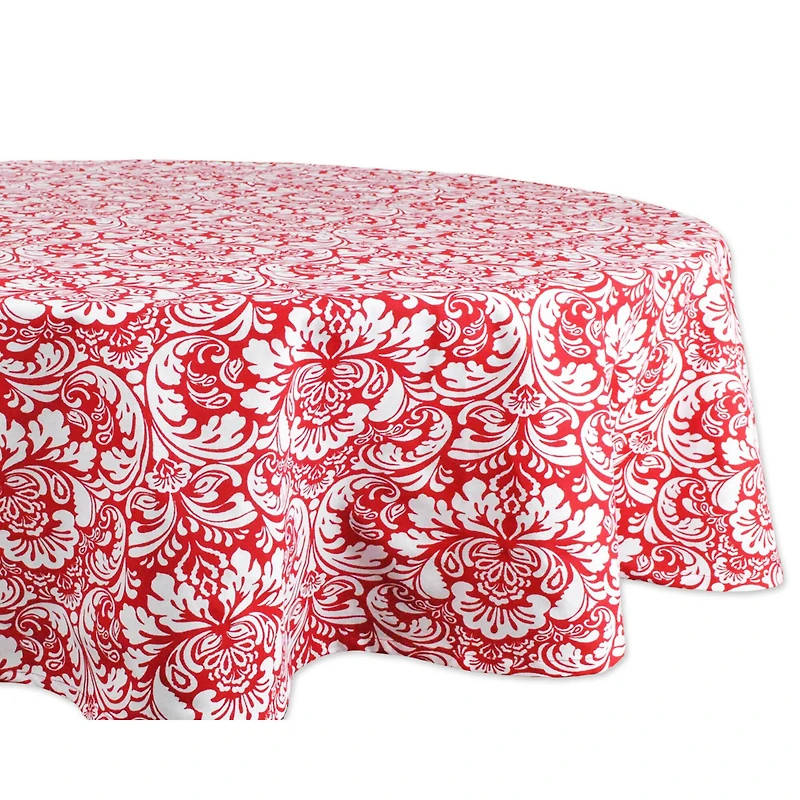 Tango Red Damask Tablecloth 70" Round