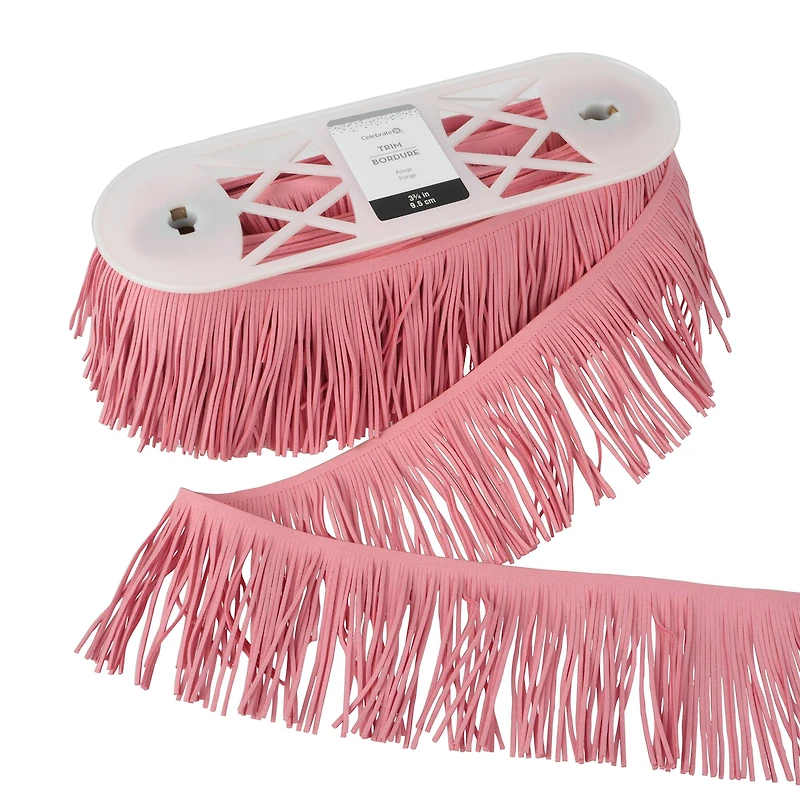 3 3/4" Pink Flocked Fringe Trim by Celebrate It®