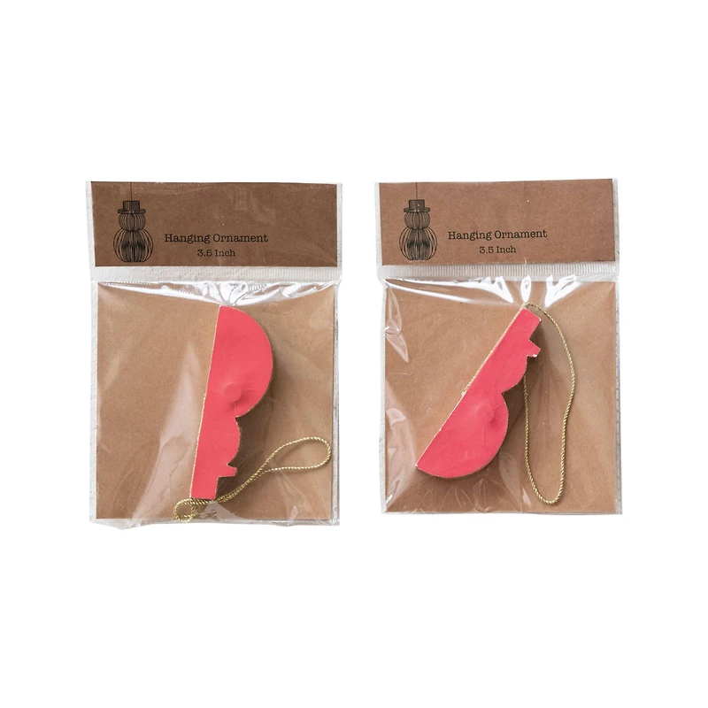 Hello Honey® 2 Pack 3.5" Red & Cream Paper Folding Honeycomb Snowman Ornaments with Gold Glitter Edge