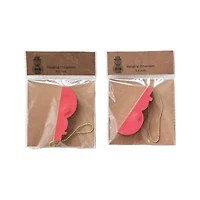 Hello Honey® 2 Pack 3.5" Red & Cream Paper Folding Honeycomb Snowman Ornaments with Gold Glitter Edge