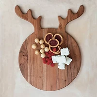 Hello Honey® 19" Acacia Wood Cheese & Cutting Board with Antlers