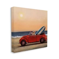 Stupell Industries Mouse Beach Cruise Surf and Sand Car Canvas Wall Art
