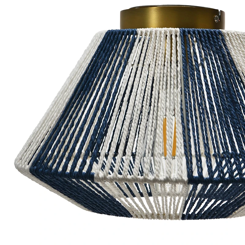 Hello Honey® Navy & White Flush Mount Ceiling Light with Woven Paper Rope Shade