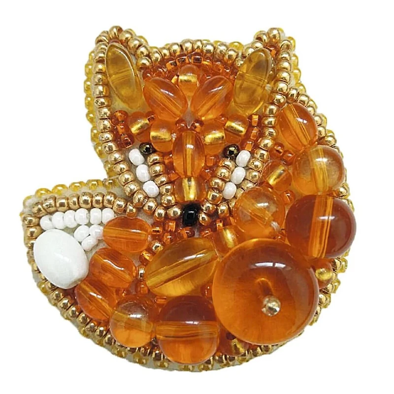 Crystal Art Beadwork Kit For Creating Broоch Fox