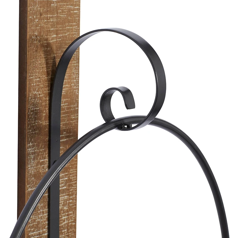 Farmhouse Brown Wood And Metal Wall Candle Holder, 28" x 16" x 6"