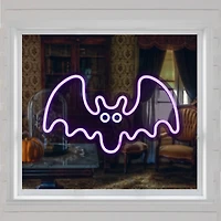 15" Purple LED Neon Style Purple Bat Halloween Window Silhouette