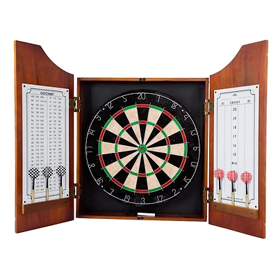 Toy Time Beveled Wood Pro Style Dart Cabinet Set