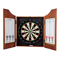 Toy Time Beveled Wood Pro Style Dart Cabinet Set