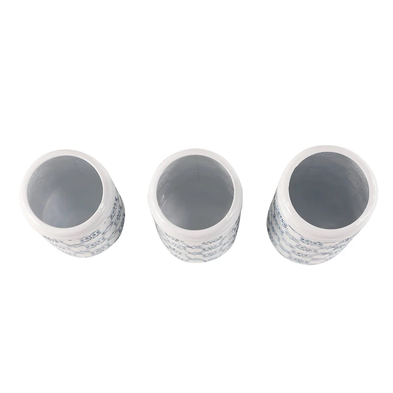 White & Blue Metal Farmhouse Decorative Jar Set