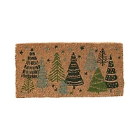 Hello Honey® Christmas Trees & Stars Coir Doormat