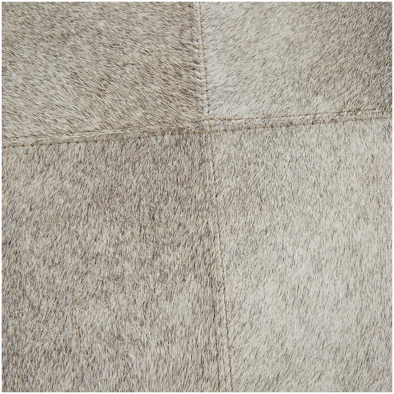 17" Gray Leather Patchwork Stool with Silver Metal Base