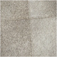 17" Gray Leather Patchwork Stool with Silver Metal Base