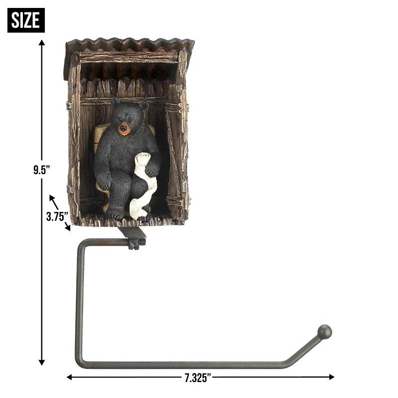 9.5" Bear Outhouse Toilet Paper Holder