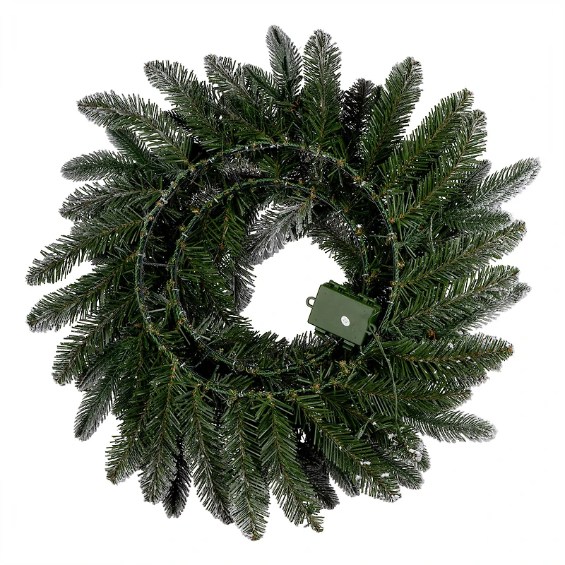 24" Snowberry Warm White LED Pre-Lit Pine Wreath
