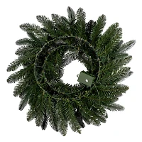 24" Snowberry Warm White LED Pre-Lit Pine Wreath