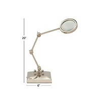 Silver Aluminum Traditional Magnifying Glass, 20" x 6" x 6"