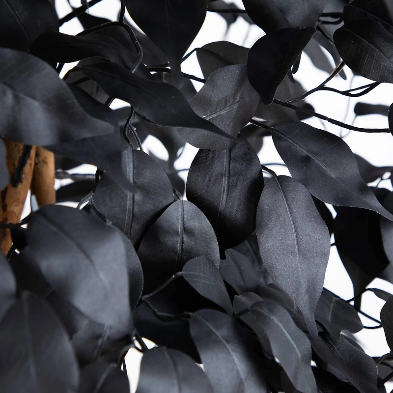 7ft. Artificial Halloween Black Ficus Tree with Natural Trunk