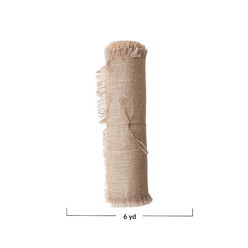 Hello Honey® 6yd. Natural Woven Torn Jute Fabric Roll with Metallic Silver Thread