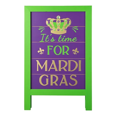 Glitzhome® 24" Mardi Gras Wooden Standing Easel Sign Decor or Hanging Decor