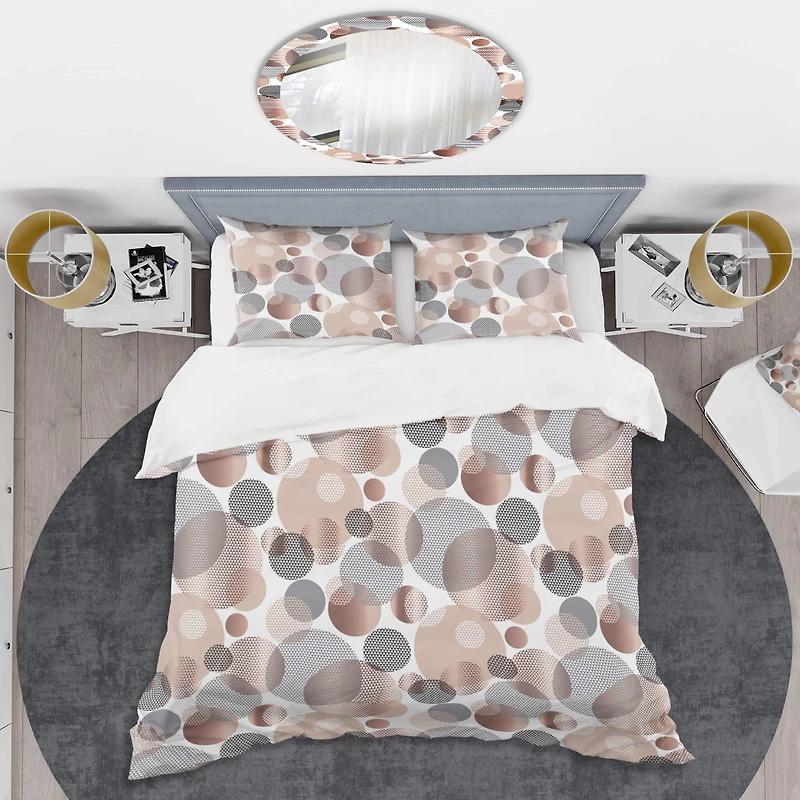 Designart 'Circular Abstract Retro Geometric XIII' Mid-Century Duvet Cover Set