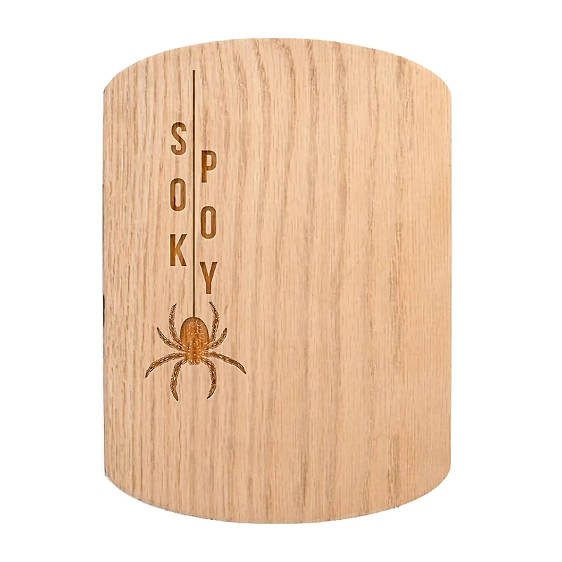 Spooky Hanging Spider 11" x 8" Redwood Oval Cutting Board