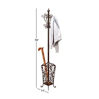 74" Black Metal Traditional Coat Rack