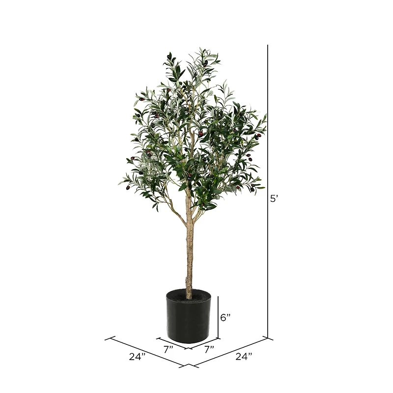 5ft. Potted Artificial Green Olive Tree