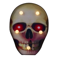 7" Lighted Black & Red Skull Halloween Decoration