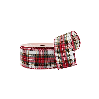 2.5" x 80ft. Green & Natural Plaid Wired Jumbo Ribbon by Celebrate It®